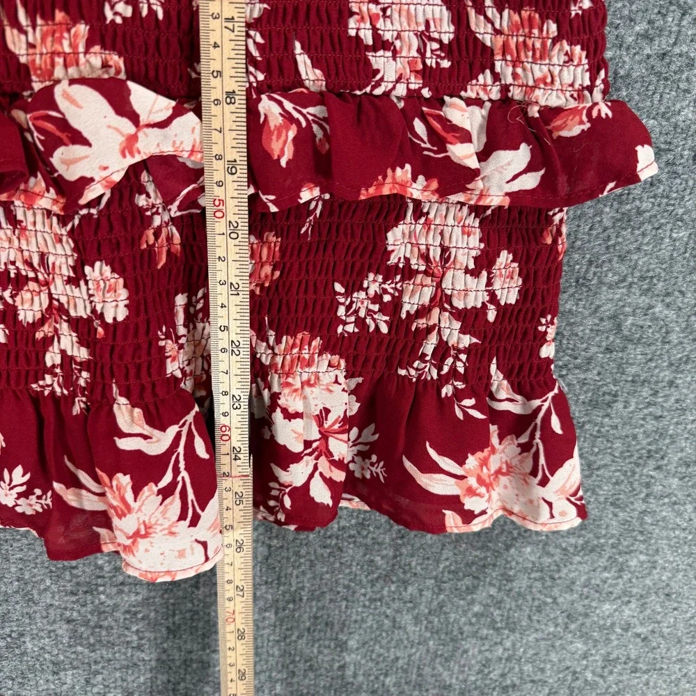 Abercrombie &‎ Fitch 2 Piece Set Women XSP Red Floral Midi Skirt Crop Top Boho